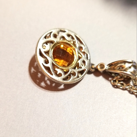 Charles Krypell 18kt 925 Diamond Citrine Necklace - Picture 6 of 8